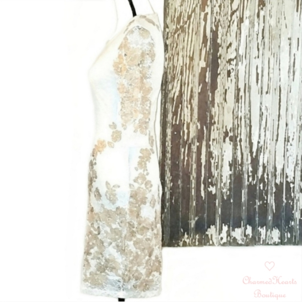 Olivia Matthews Lace Cocktail Dress White Size 4P - Picture 5 of 12